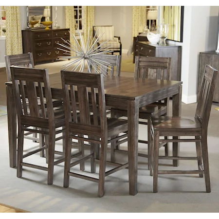 Seven Piece Casual Counter Height Dining Set